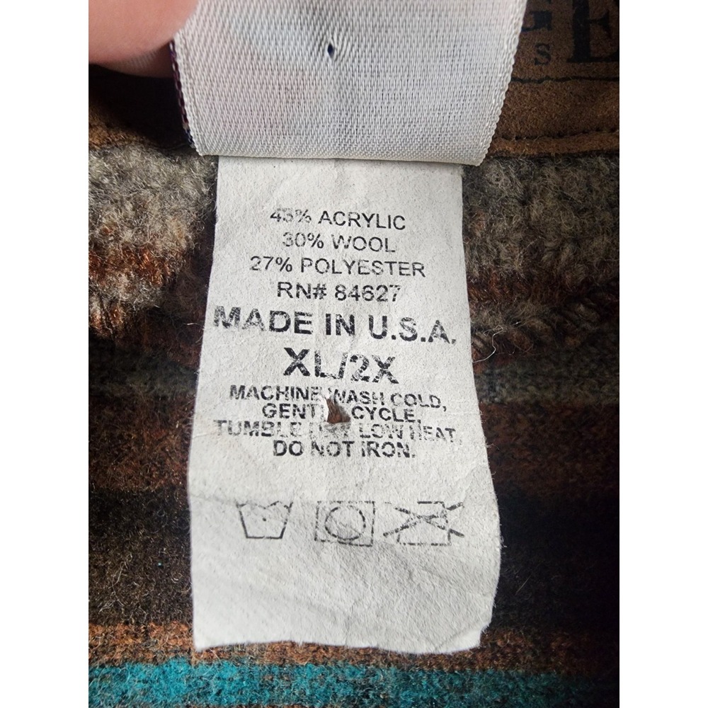 Bear Ridge Outfitters Poncho Women XL2X Brown Teal Striped Hooded Wool Blend USA - Picture 8 of 9